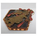 Large Vintage Copper / Brass Signed Aztec Mayan Style Pendant