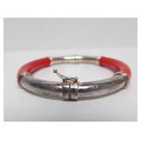 Signed Vintage Sterling Silver & Red Bracelet - Milor - Italy
