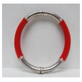 Signed Vintage Sterling Silver & Red Bracelet - Milor - Italy