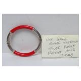 Signed Vintage Sterling Silver & Red Bracelet - Milor - Italy
