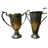 2 Larger Heavy Ornate Trophy Cups w/Coat of Arms Designs