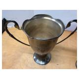2 Larger Heavy Ornate Trophy Cups w/Coat of Arms Designs