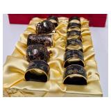 Mint in Box Chinese Cloisonné Small Cup Set & Baoding Balls