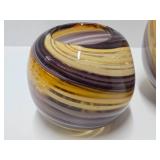 Beautiful Purple / Gold Swirled Art Glass Ball Vases