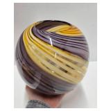 Beautiful Purple / Gold Swirled Art Glass Ball Vases