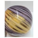 Beautiful Purple / Gold Swirled Art Glass Ball Vases