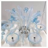 Impressive Blue Art Glass Ornate Chandelier