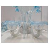 Impressive Blue Art Glass Ornate Chandelier