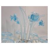 Impressive Blue Art Glass Ornate Chandelier