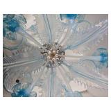Impressive Blue Art Glass Ornate Chandelier