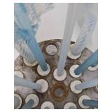 Impressive Blue Art Glass Ornate Chandelier