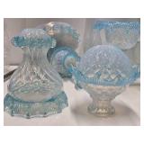 Impressive Blue Art Glass Ornate Chandelier