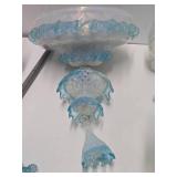 Impressive Blue Art Glass Ornate Chandelier