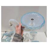 Impressive Blue Art Glass Ornate Chandelier