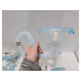 Impressive Blue Art Glass Ornate Chandelier