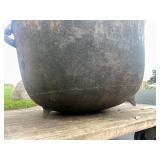 HUGE Early Antique Signed Cast Iron 3-Legged Cauldron