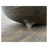 HUGE Early Antique Signed Cast Iron 3-Legged Cauldron