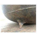 HUGE Early Antique Signed Cast Iron 3-Legged Cauldron