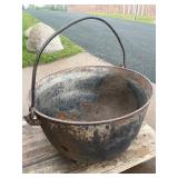 HUGE Early Antique Signed Cast Iron 3-Legged Cauldron