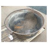 HUGE Early Antique Signed Cast Iron 3-Legged Cauldron