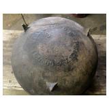HUGE Early Antique Signed Cast Iron 3-Legged Cauldron