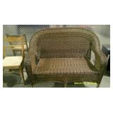 Wicker Style Bench and Footstool
