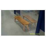 MCM Live Edge Coffee Table, Bench Circa 1960s