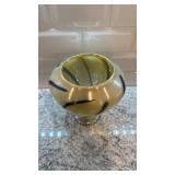 Signed Art Glass Vase with Swirled Design, 7.5 x 7.5 Inches