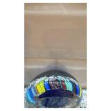 Decorative Glass Paperweight with Gold Motif and Millefiori Border