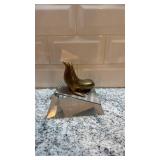 Loet Vanderveen Bronze Seal Figure on Lucite Base 4.5 x 4.5 in