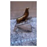 Loet Vanderveen Bronze Seal Figure on Lucite Base 4.5 x 4.5 in