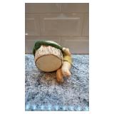 Vintage Spun Wool Bunny Figurine with Wicker Basket 5.5 x 3 Inches