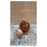 Set of 2 Mercury Glass Holiday Ornaments Pumpkin and Ball
