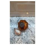 Set of 2 Mercury Glass Holiday Ornaments Pumpkin and Ball