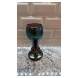 Iridescent Art Glass Vase with Double Handles, 8in x 5in