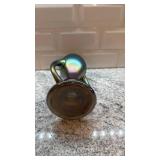Iridescent Art Glass Vase with Double Handles, 8in x 5in