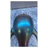 Iridescent Art Glass Vase with Double Handles, 8in x 5in