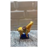 Pair of Ceramic Horse Figurines with Crazing on Blue Bases