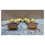 Pair of Ceramic Horse Figurines with Crazing on Blue Bases