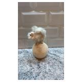 German Handmade Furry Dog Figurine on Ball 6x3.5 Inch