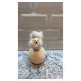 German Handmade Furry Dog Figurine on Ball 6x3.5 Inch