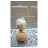 German Handmade Furry Dog Figurine on Ball 6x3.5 Inch