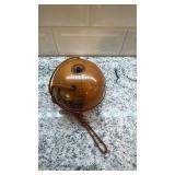 Vintage 3.5-Inch Wooden String Ball Souvenir Box with Scenic Decals