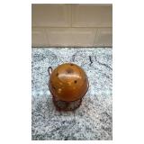 Vintage 3.5-Inch Wooden String Ball Souvenir Box with Scenic Decals