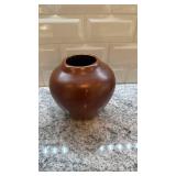 Handcrafted Brown Ceramic Vase 6x6 with Maker