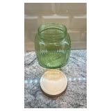 Vintage Ribbed Vaseline Uranium Glass Canister Jar