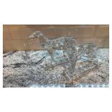 Set of 2 Clear Glass Dog Bookends 9x8 Inches