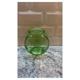 Green Glass Uranium Glass Fish Bowl 5.5 x 5.25 Inch