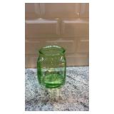 Green Glass Uranium Glass Fish Bowl 5.5 x 5.25 Inch