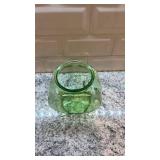 Green Glass Uranium Glass Fish Bowl 5.5 x 5.25 Inch